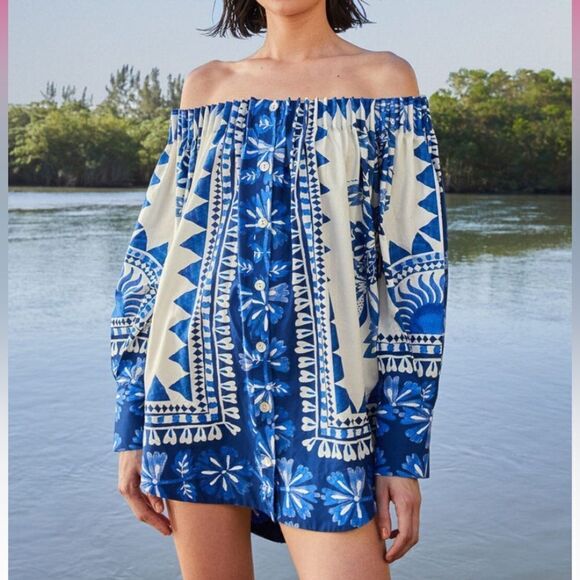 Farm Rio Long Sleeves Off the Shoulder Blouse - Picture 1 of 8